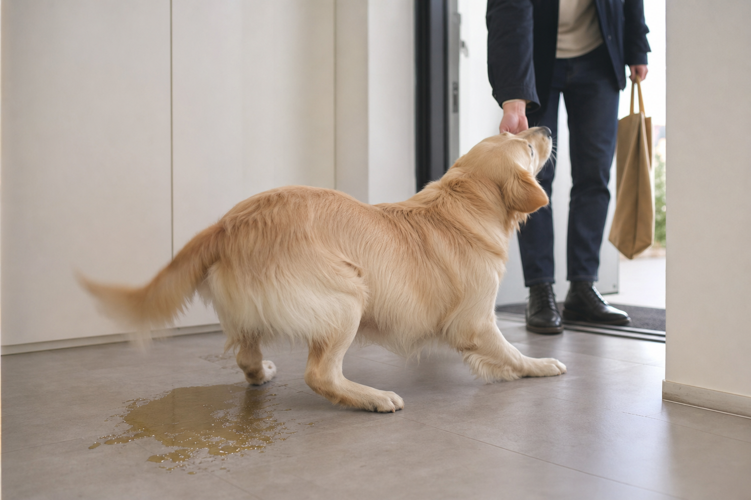 Cão e tapete molhado: o bizu do xixi emocional